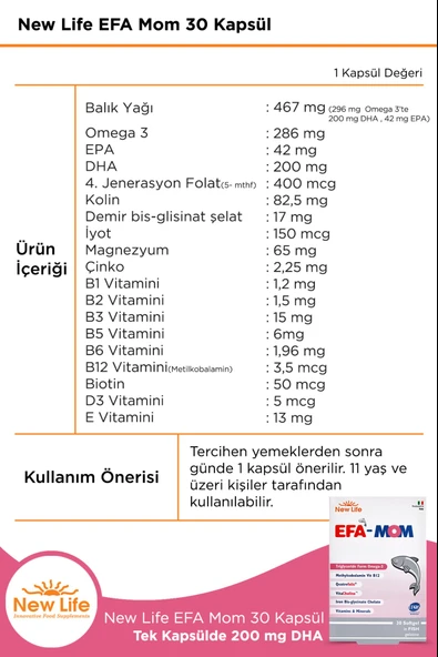 New Life EFA Mom 30 Kapsül - Resim 2