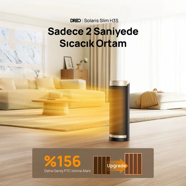 DREO Solaris Slim H3S Akıllı Elektrikli Isıtıcı (Distribütör Garantili) - Resim 2