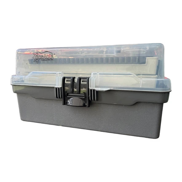 Captain 2 Raflı Gri Balıkçı Kutusu ürün görseli 1