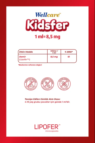 Wellcare Kidsfer Mikroenkapsüle Demir Takviye Edici Gıda 30 ml - Resim 2
