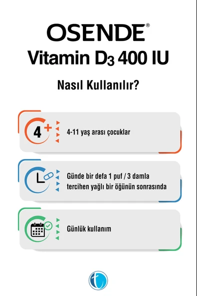 Osende Vitamin D3 400 IU Sprey 20 ml - Resim 3