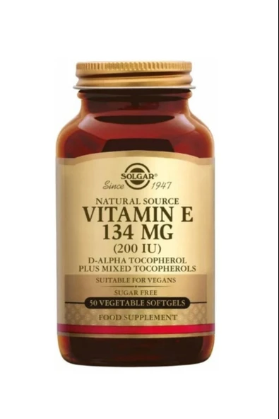 Solgar Vitamin E 200 IU 50 Vegetable Softgel ürün görseli