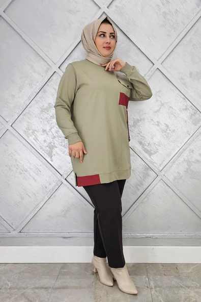 KADIN KOMBİNLİ TAŞ DETAYLI TESETTÜR TUNİK - Resim 4