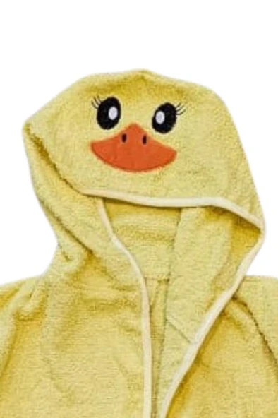 Tavşan Kulaklı Kız Erkek Çocuk Bornozu Lupi Sarı - Resim 5