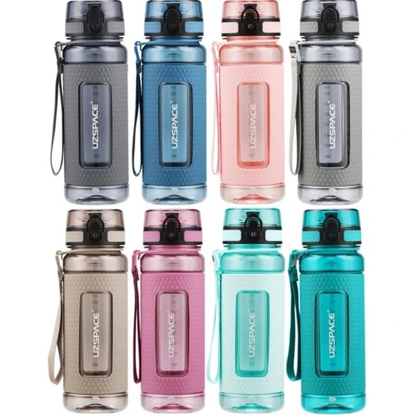 Uzspace 800ml Tritan Su Matarası Silikon Korumalı Kaydırmaz Gövde Pudra Pembe - Resim 3