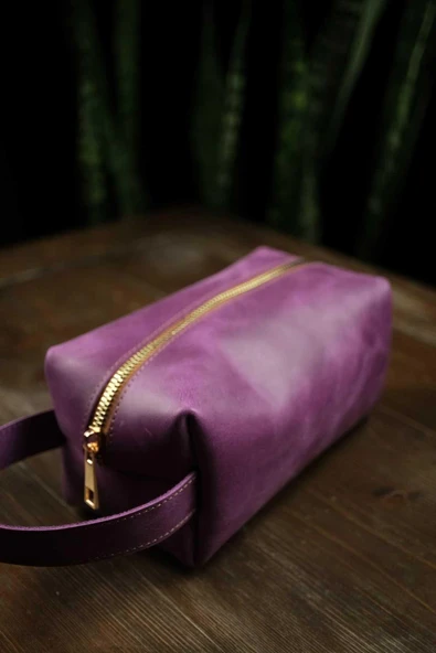 BİDERİ PERGE HAKİKİ DERİ EL ÇANTASI MOR - Resim 2