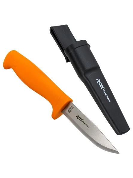 Rox Camping Bushcraft Eco Paslanmaz Çelik Kamp Bıçağı Turuncu 153CAMP0319 - Resim 2