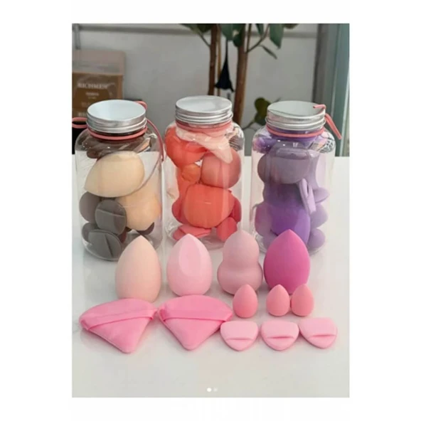 Piev Özel Kavanoz 12 Parça Makyaj Sünger Seti - Resim 2