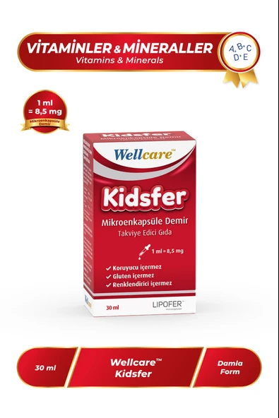 Wellcare Kidsfer Mikroenkapsüle Demir Takviye Edici Gıda 30 ml ürün görseli