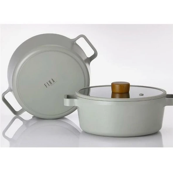 Neoflam Fika Gri 5 Parça Döküm Tencere ve Tava Seti - Resim 2