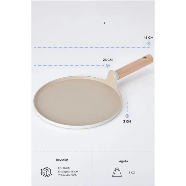 Neoflam Fika Alüminyum Döküm Krep Tava 26 Cm Bej - Resim 2