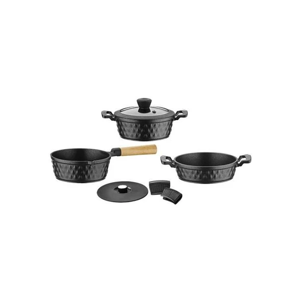 Brioni Diamond 5 Parça Yanmaz Yapışmaz Elmas Midi Set - Resim 2