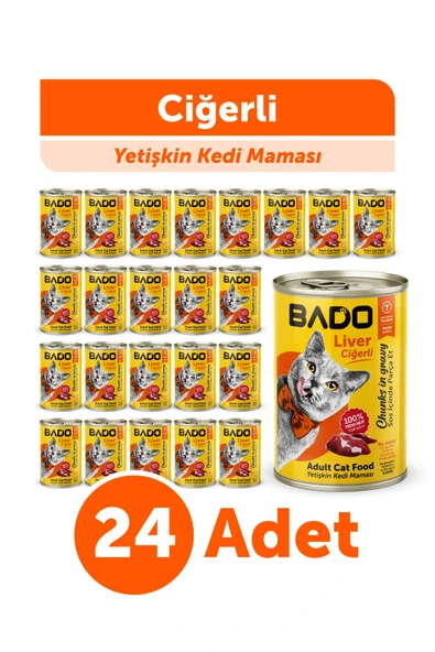 Bado Yetişkin Yaş Kedi Maması Ciğerli 400GR 24lü ürün görseli 1