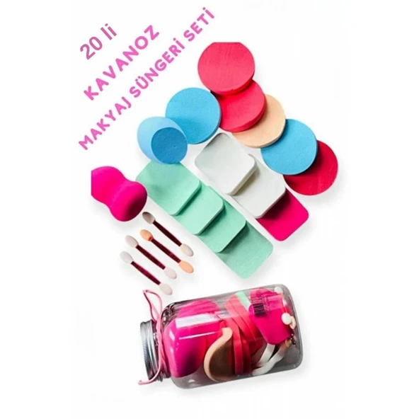Piev Özel Kavanoz 20 Parça Makyaj Sünger Seti ürün görseli 1
