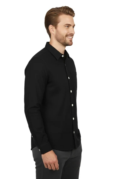 Erkek Spor Silim Fit Kanvas Tek Cepli Gömlek BGL-ST04955 - Resim 10