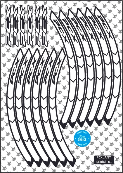 Honda PCX Uyumlu Jant Şeridi – Beyaz / Siyah Yazılı Set - Resim 2