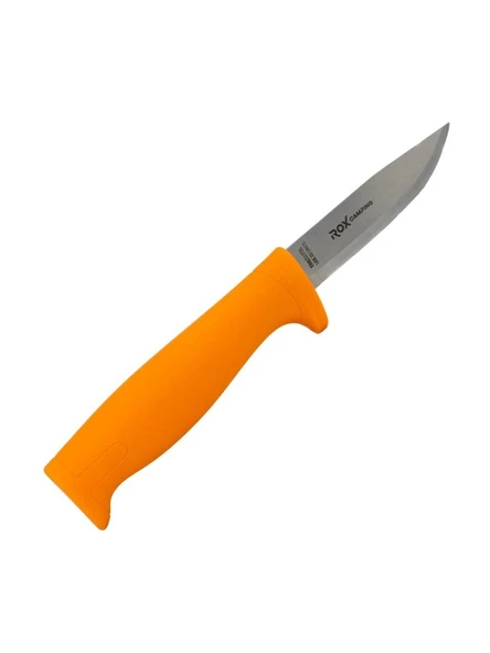 Rox Camping Bushcraft Eco Paslanmaz Çelik Kamp Bıçağı Turuncu 153CAMP0319 - Resim 4