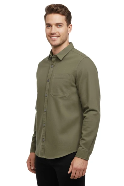 Erkek Spor Silim Fit Kanvas Tek Cepli Gömlek BGL-ST04955 - Resim 8