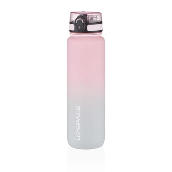 Uzspace 1000ml Büyük Boy Çift Renk Softtouch Ff Collection Tritan Su Matarası Pembe-Gri ürün görseli