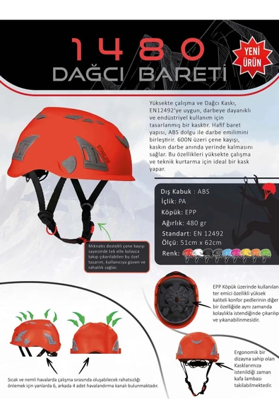 Starline 1480 Yüksekte Çalışma ve Dağcı Bareti (stok sorunuz) - Resim 4