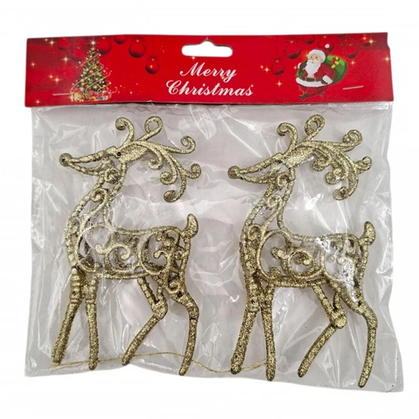Asılabilir Yılbaşı Yeniyıl Ağacı Süsü Geyik 15cm Christmas New Year Ornaments Deer 15cm - Resim 2