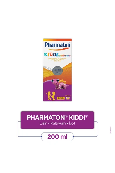 Pharmaton Kiddi Growth Kalsiyum Vitamin D İyot İçeren Takviye Edici Gıda Meyve Aromalı Şurup 200 ml ürün görseli