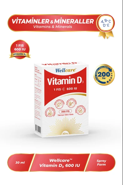 Wellcare Vitamin D3 Sprey 600 IU 30 ml ürün görseli
