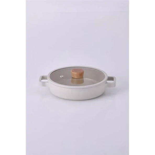 Neoflam Fika Cam Kapaklı Alüminyum Sahan Set 2'li 20-22 Cm Bej - Resim 2