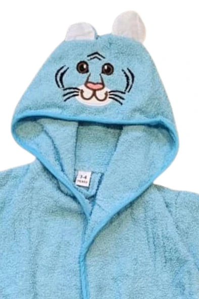 Tavşan Kulaklı Kız Erkek Çocuk Bornozu Lupi Mavi - Resim 8