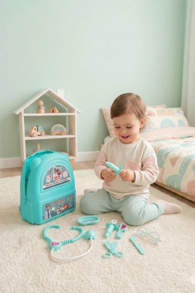 8 Parça Çantalı Doktor Setim – Taşınabilir Çantalı Oyuncak Doktor Seti - Resim 3