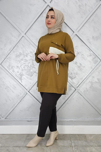 KADIN KOMBİNLİ TAŞ DETAYLI TESETTÜR TUNİK - Resim 8