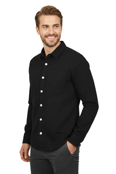 Erkek Spor Silim Fit Kanvas Tek Cepli Gömlek BGL-ST04955 - Resim 6