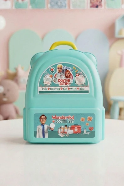 8 Parça Çantalı Doktor Setim – Taşınabilir Çantalı Oyuncak Doktor Seti ürün görseli