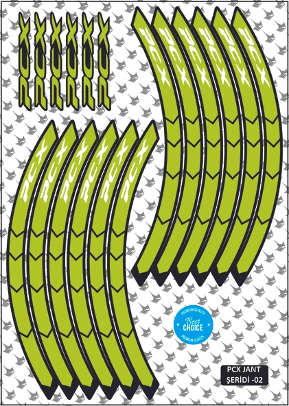 Honda PCX Uyumlu Jant Şeridi  Seti – Yeşil / Beyaz Yazılı  ürün görseli