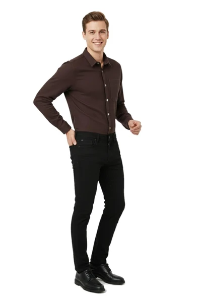 Erkek Spor Silim Fit Kanvas Tek Cepli Gömlek BGL-ST04955 - Resim 11