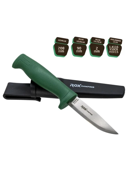 Rox Camping Bushcraft Eco Paslanmaz Çelik Kamp Bıçağı Yeşil 153CAMP0320 ürün görseli 1