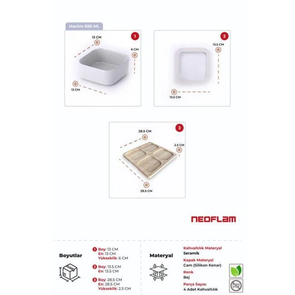 Neoflam Fika One 4'lü Kahvaltı Seti - Bej - Resim 4