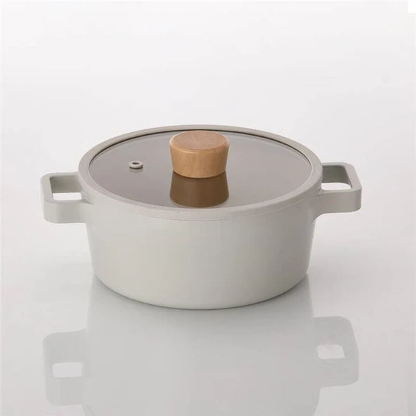 Neoflam Fika Alüminyum Döküm Tencere Cam Kapaklı 18CM Bej ürün görseli