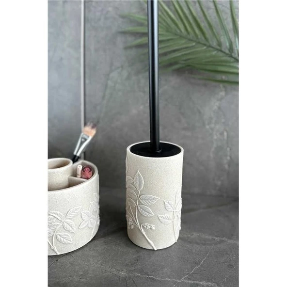 Primanova Leaf Banyo Seti 5 Parça - Bej - Resim 3