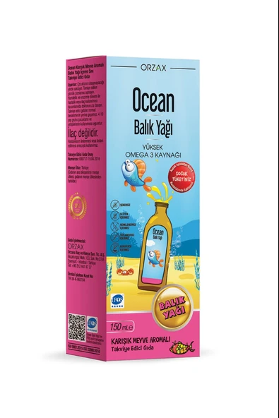 Ocean Tutti Frutti Karışık Meyve Aromalı Balık Yağı Şurup 150 ml ürün görseli