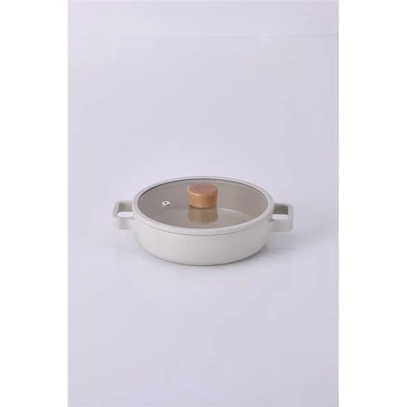 Neoflam Fika Cam Kapaklı Alüminyum Sahan Set 2'li 20-22 Cm Bej - Resim 3