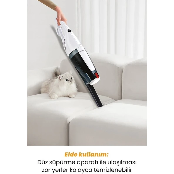Goldmaster GM-7545 Joker Beyaz Dik Elektrikli Süpürge – 3 Fonksiyon, 1 L Toz Haznesi, Torbasız ve Güçlü Emiş - Resim 7