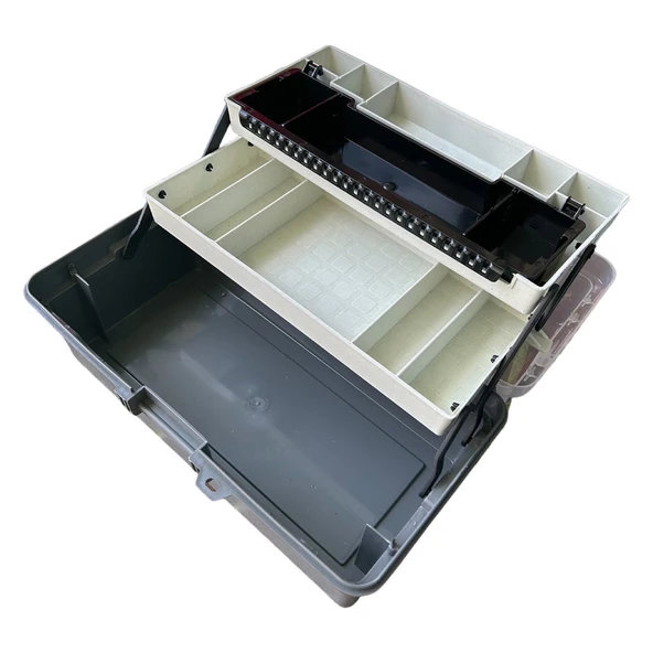 Captain 2 Raflı Gri Balıkçı Kutusu - Resim 2