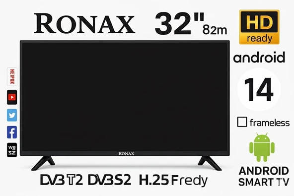 Ronax 32'' 82 Ekran Uydu Alıcılı Hd Ready Smart LED Tv - Resim 2
