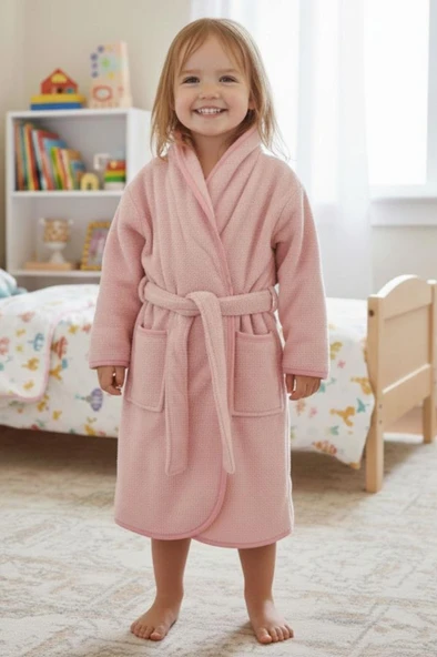 Tavşan Kulaklı Kız Erkek Çocuk Bornozu Lupi Pembe - Resim 2