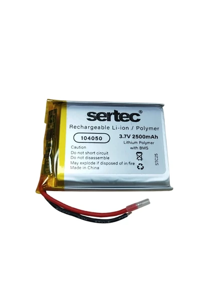 Sertec 104050 3.7V 2500mAh Li-Polymer Pil (Devreli/1.5A) ürün görseli 1