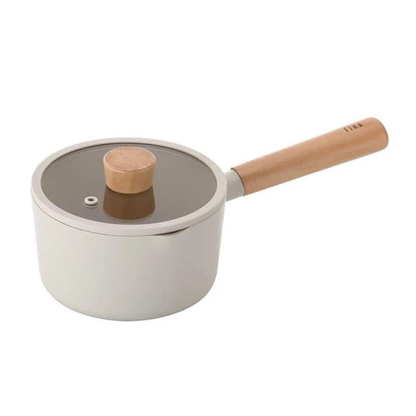 Neoflam Fika Alüminyum Döküm Süt Tavası Cam Kapaklı 16CM Bej - Resim 2