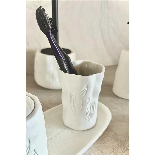 Primanova Yonna Banyo Seti 6 Parça - Beyaz - Resim 4