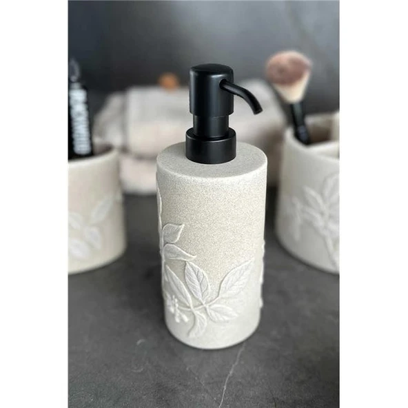 Primanova Leaf Banyo Seti 5 Parça - Bej - Resim 4