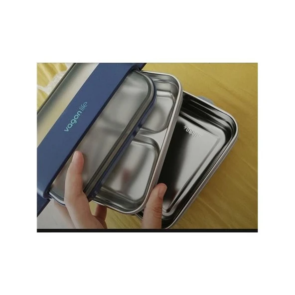 Vagonlife 1200ml Çift Katmanlı Paslanmaz Çelik Yemek Kabı Mor Bl20183 - Resim 2